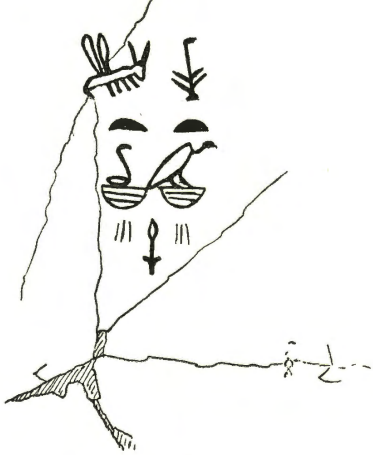 Lijntekening met van boven naar onder de Nesoe-bity titel, de Nebty-titel en de naam Weneg. Afkomstig van van stenen vaatwerk, gevonden onder de trappenpiramide van Djoser in Sakkara.